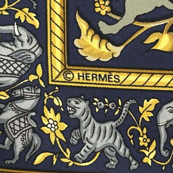 HERMES Blue Silk Scarf - Picture 4 of 6